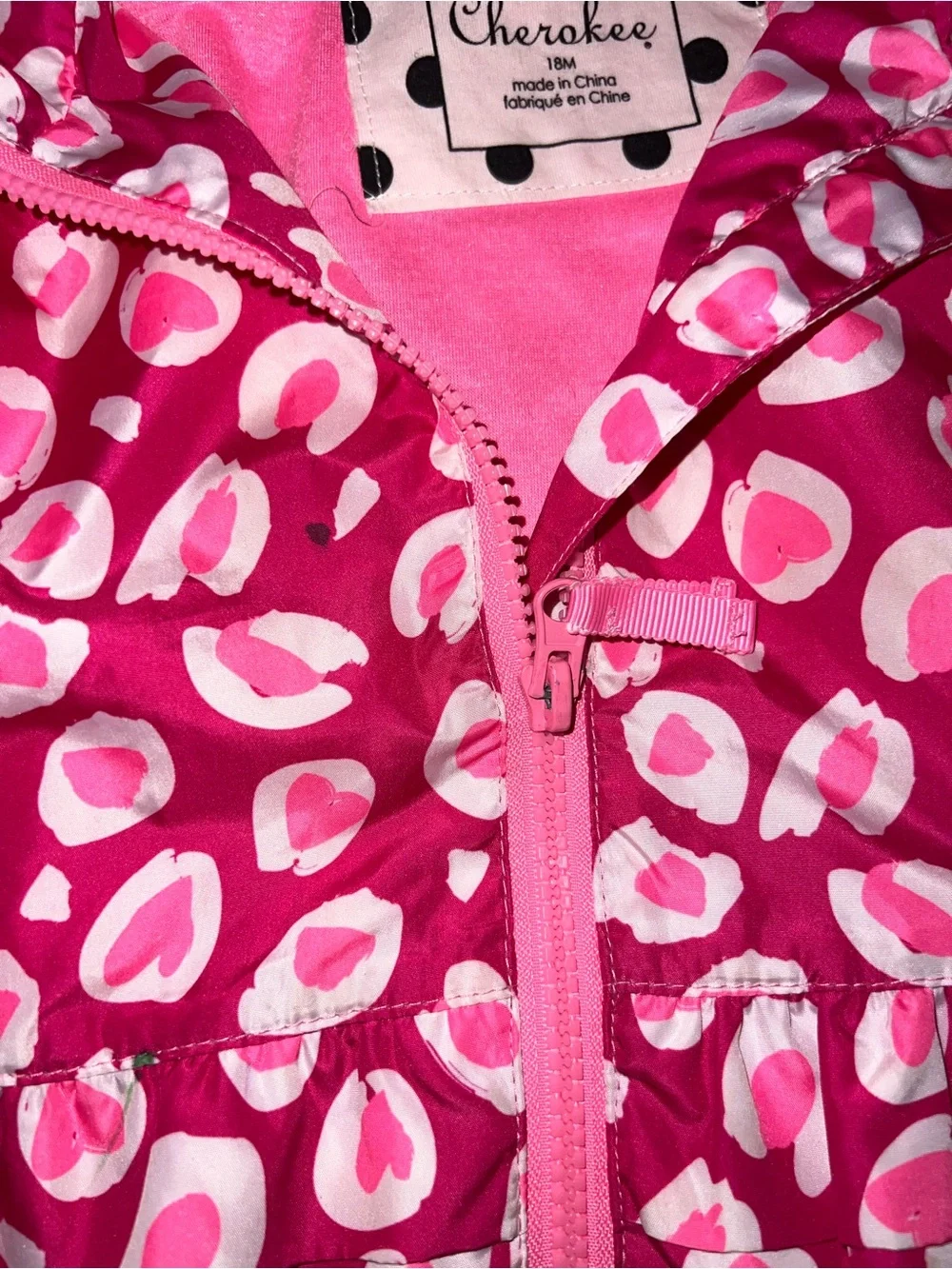 Toddler Girl Rain Jacket 2T Pink Leopard Hooded Windbreaker Cherokee